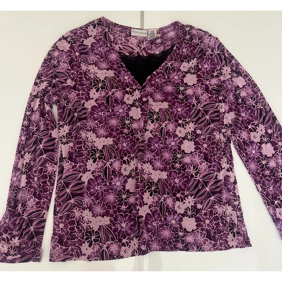 Jaclyn Smith Tops - Women ladies Jaclyn smith XL purple floral cardigan + built-in cami blouse top